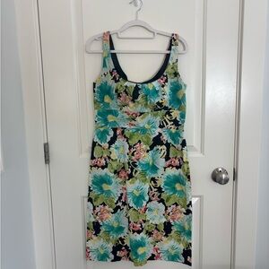 Floral Sleeveless Dress - Blue and Green